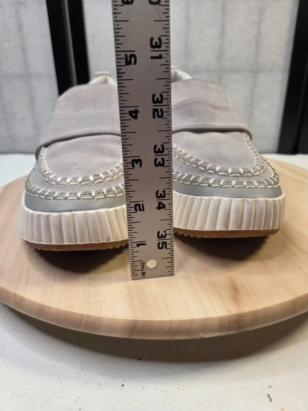 Dolce Vita Dayo Gray Wedge Heel Slip-On Loafer Shoes Women US 8.5M